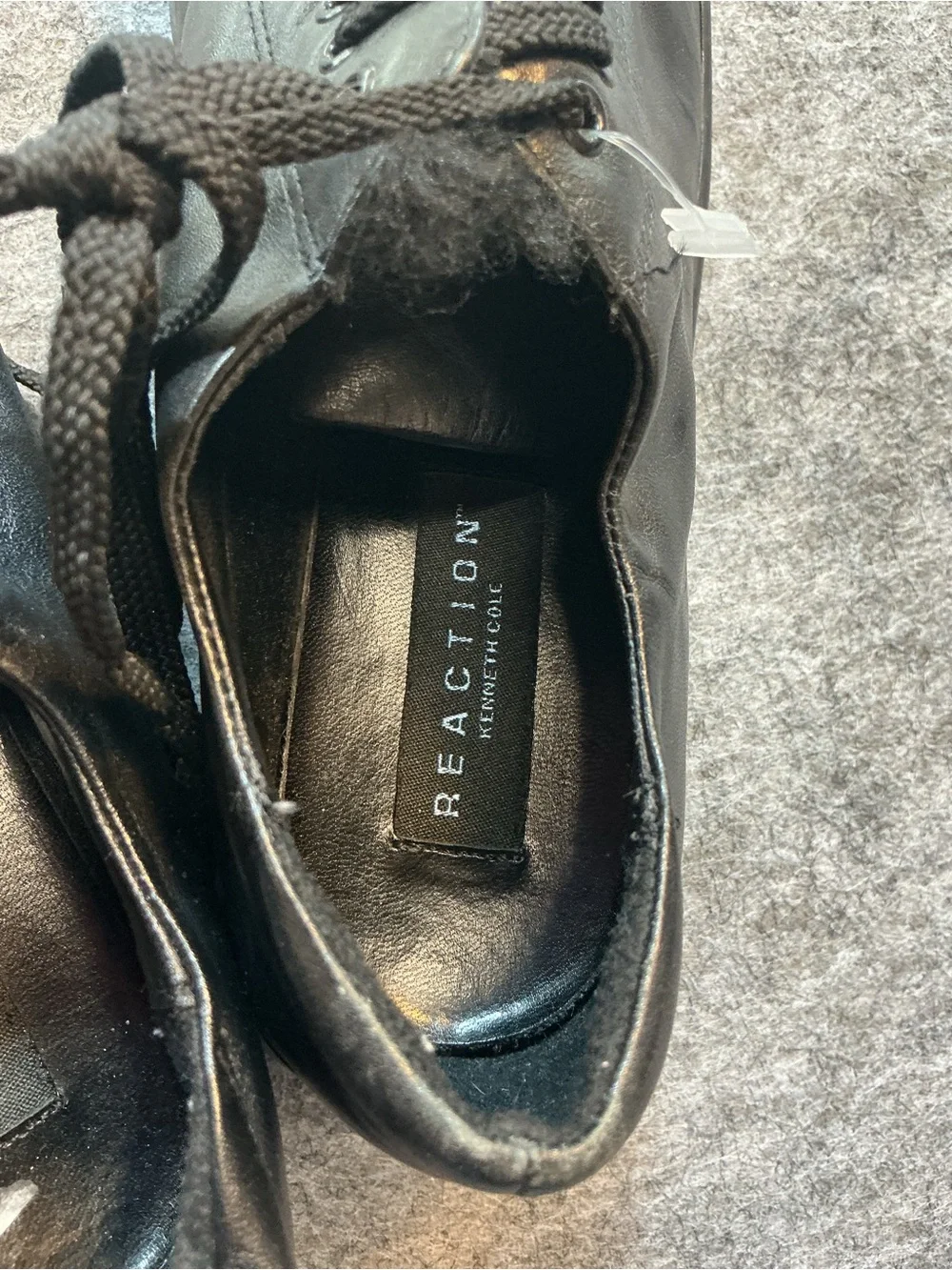 Kenneth Cole Vintage 90s Chunky Reaction Men's Black Leather Lace-Up Oxfords